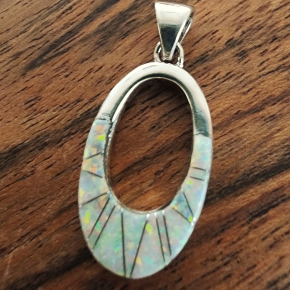 Opal inlay pendant